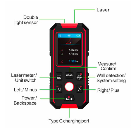 Noyafa NF-518S Dijital Ölçüm Cihazı Duvar Tarama Cihazı ve Lazer Mesafe Ölçer 40/60 Metre 390 mAh