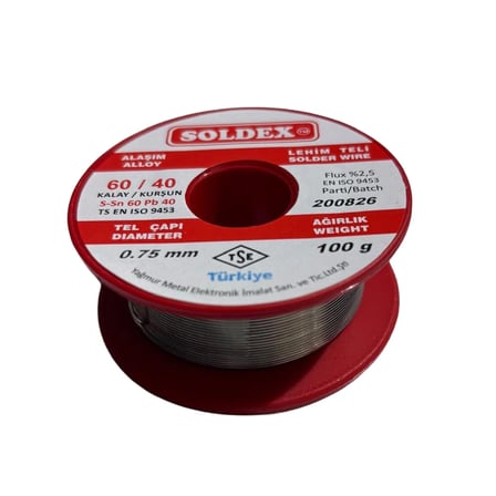 Soldex 0.75 mm 100 g Lehim Teli 60/40 Kalay Kurşun Flux %2.5