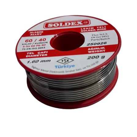 Soldex 1.60 mm 200 g Lehim Teli 60/40 Kalay Kurşun Flux %2.5