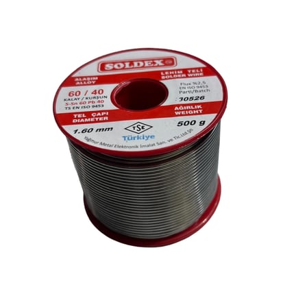 Soldex 1.60 mm 500 g Lehim Teli 60/40 Kalay Kurşun Flux %2.5
