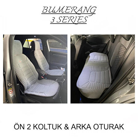Kia Stonic Lüx Oto Koltuk Minderi Ön Arka Oturak 3'lü Set Bumerang Serisi GRİ