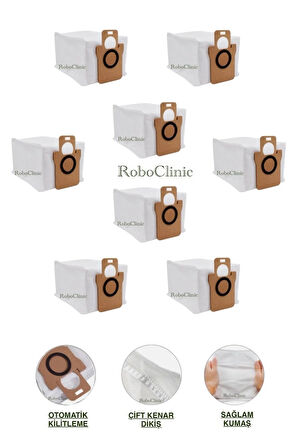 Xiaomi Robot Vacuum X10 Plus X20 Plus Robot Süpürge Uyumlu Yedek Çöp Toz Torbası 8 Adet