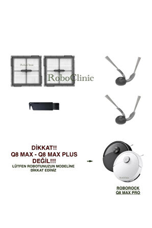 Roborock Q8 Max Pro (2025 Model!!) Robot Süpürge Uyumlu Yedek Yan Fırça, Hepa Filtre-5 Parça