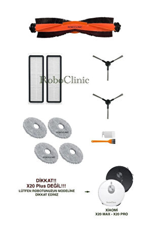 Xiaomi X20 Max / X20 Pro (PLUS DEĞİL!!) Robot Süpürge Uyumlu Yedek Fırça, Hepa Filtre, Mop-11 Parça