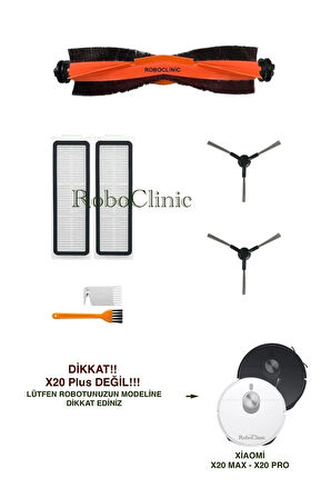 Xiaomi X20 Max / X20 Pro (PLUS DEĞİL!!) Robot Süpürge Uyumlu Yedek Fırça, Hepa Filtre-7 Parça