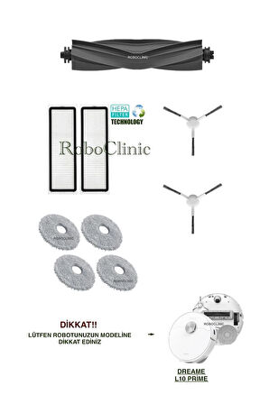 Dreame L10 Prime Robot Süpürge Uyumlu Yedek Fırça, Hepa Filtre, Mop Seti-9 Parça