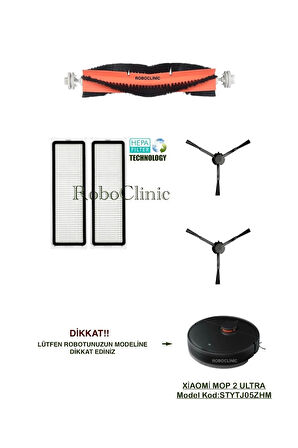 Xiaomi Mi Robot Vacuum Mop 2 Ultra (MODEL KOD:STYTJ05ZHM) Uyumlu Yedek Fırça, Filtre Seti-5 Parça