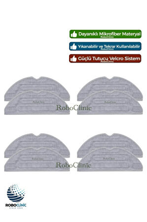 Roborock S8 Plus, S8 Pro Ultra Robot Süpürge Uyumlu 8 Adet Mop Microfiber Bez Paspas