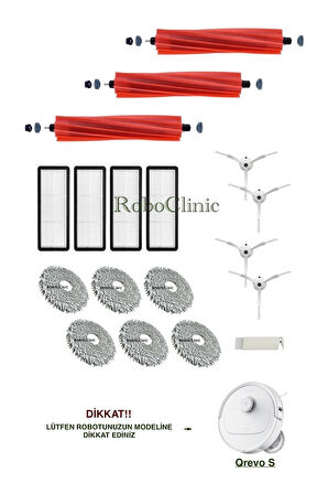 Roborock Qrevo S Robot Süpürge Uyumlu Fırça, Hepa Filtre, Mop Seti-18 Parça
