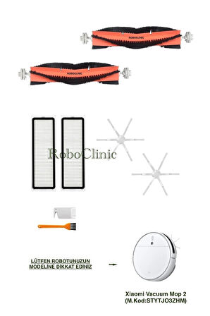 Xiaomi Mi Robot Vacuum Mop 2 (STYTJO3ZHM) Robot Süpürge Ile Uyumlu Fırça, Filtre Seti-8 Parça