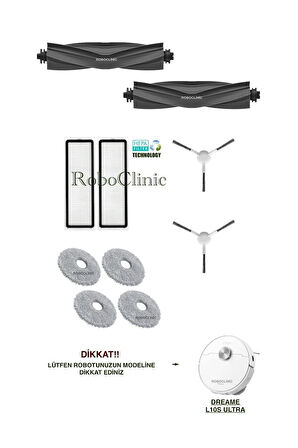 Dreame L10s Ultra Robot Süpürge Uyumlu Yedek Fırça,hepa Filtre,mop Seti-10 Parça