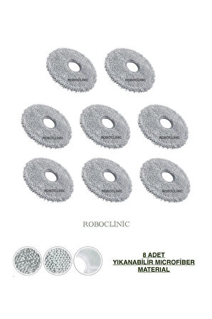 Dreame L10s Pro Gen 2 Robot Süpürge Uyumlu Yıkanabilir Microfiber Mop-8 Adet