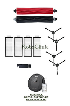 Roborock Q5 Pro / Q5 Pro Plus Uyumlu Fırça, Hepa Filtre Seti-11 Parça