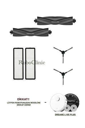 Dreame L10s Plus Robot Süpürge Uyumlu Yedek Ana Fırça,Yan Fırça,Hepa Filtre Seti-6 Parça