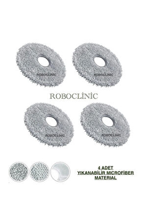 Xiaomi X10 Plus / X20 Plus Robot Süpürge Uyumlu Microfiber Mop-4 Adet