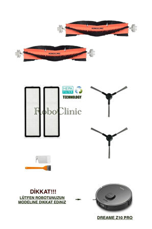 Dreame Z10 Pro Uyumlu Yedek Fırça, Hepa Filtre Seti-8 Parça