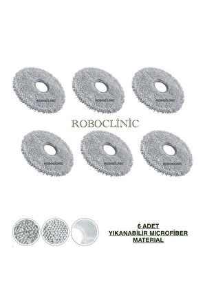 Xiaomi Robot Vacuum S20+/S20 Plus Uyumlu 6 Adet Microfiber Mop