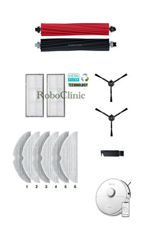Roborock S8 Sonic Mopping Robot Süpürge Uyumlu Fırça Hepa Filtre Mop Seti-13 Parça