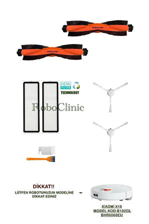 Xiaomi X10 Robot Süpürge(Model Kod:B102GL)uyumlu Fırça,filtre,mop Seti-8 Parça