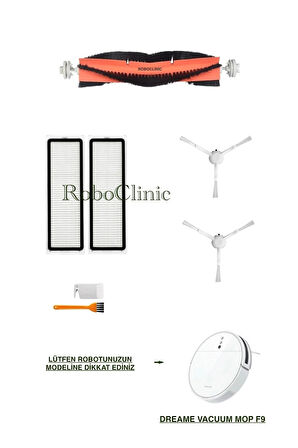 Dreame Vacuum Mop F9 Robot Süpürge Uyumlu Yedek Fırça,Hepa Filtre Seti-7 Parça