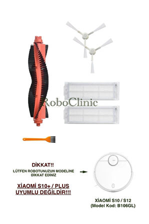 Xiaomi Robot Vacuum S10 / S12 Uyumlu Yedek Fırça,Hepa Filtre,Seti-6 Parça
