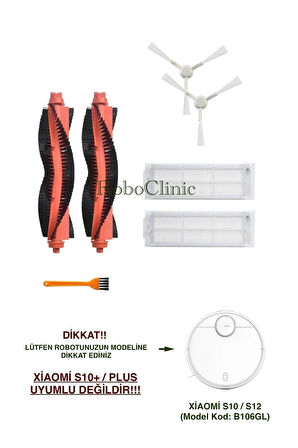 Xiaomi Robot Vacuum S10 / S12 Uyumlu Yedek Fırça,Hepa Filtre,Seti-7 Parça
