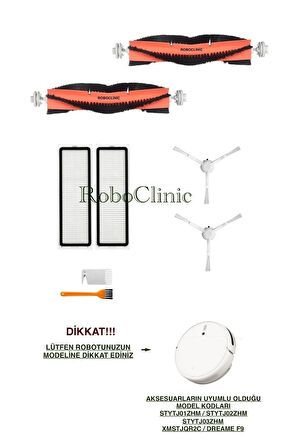 Xiaomi Mi Robot 1c / 2c Vacuum Mop (STYTJ02ZHM),(STYTJ01ZHM)F9 Uyumlu Global Yenileme Seti-8 Parça