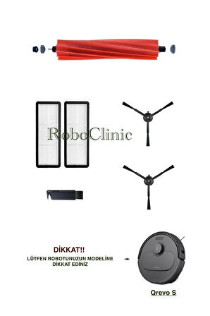 Roborock Qrevo S Robot Süpürge Uyumlu Yedek Fırça,Hepa Filtre Seti-6 Parça