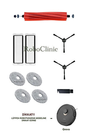 Roborock Qrevo Robot Süpürge (Siyah) Uyumlu Yedek Fırça,Hepa Filtre,Mop Set-10 Parça