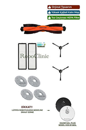 Xiaomi Robot Vacuum S20+/S20 Plus(Model Kod:B108GL) Uyumlu Fırça,Hepa Filtre,Mop Seti-9 Parça