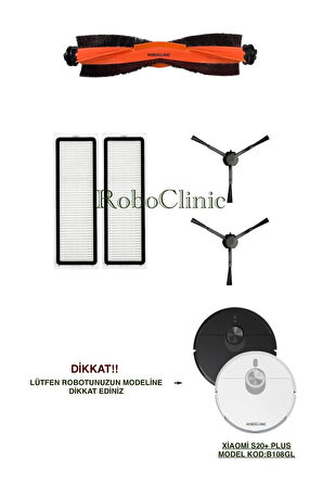 Xiaomi Robot Vacuum S20+/S20 Plus(Model Kod:B108GL) Uyumlu Fırça,Yan Fırça,Hepa Filtre Seti-5 Parça