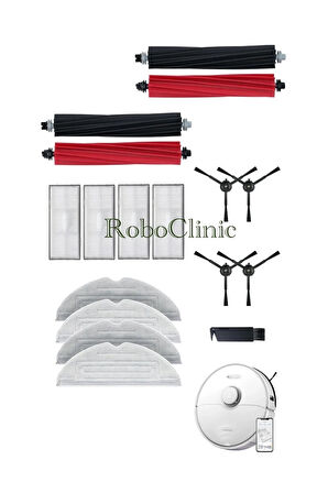 Roborock S8 Sonic Robot Süpürge Uyumlu Ithal Yedek Parçalar Fırça Hepa Filtre Mop Seti-17 Parça