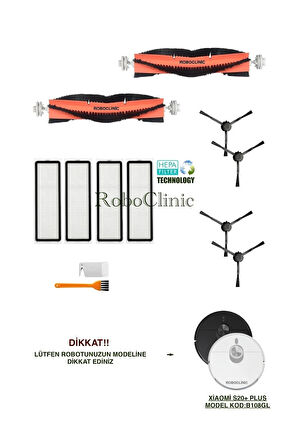 Xiaomi Robot Vacuum S20+ / S20 Plus Robot Süpürge Uyumlu Fırça,hepa Filtre Set-12 Parça