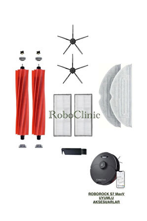 Roborock S7 MaxV Series Robot Süpürge Uyumlu Fırça,Filtre,Mop Seti-9 Parça