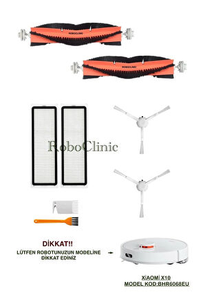 Xiaomi X10 Robot Süpürge(M.Kod:BHR6068EU)Uyumlu Fırça,Filtre Seti-8 Parça