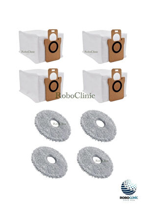 Dreame L10s Ultra Robot Süpürge Uyumlu Yedek Toz Torbası, Mop Paspas -8 Parça