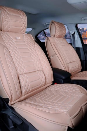 BMW X3 Uyumlu Lüx Deri Oto Koltuk Kılıfı Ön Arka Takım Set Crystal BEJ