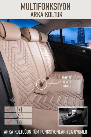 BMW X3 Uyumlu Lüx Deri Oto Koltuk Kılıfı Ön Arka Takım Set Crystal BEJ