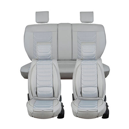 Hyundai İ10 Uyumlu Lüx Deri Oto Koltuk Kılıfı Ön Arka Takım Eagle Gri