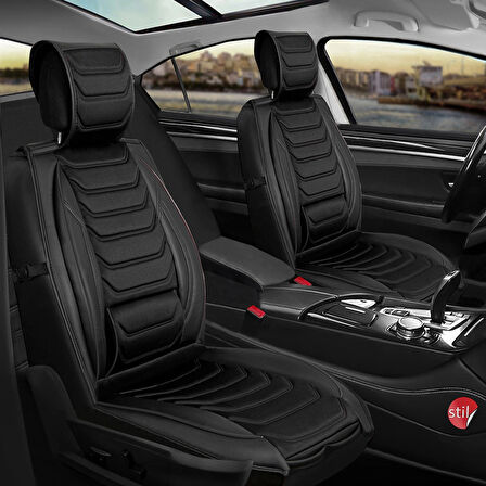 Volkswagen Taigo Uyumlu Lüx Deri Oto Koltuk Kılıfı Ön Arka Takım Eagle Tam Siyah