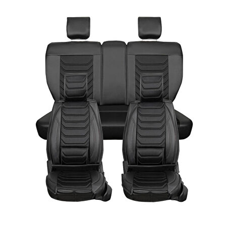 MG ZS EV Uyumlu Lüx Deri Oto Koltuk Kılıfı Ön Arka Takım Eagle Tam Siyah