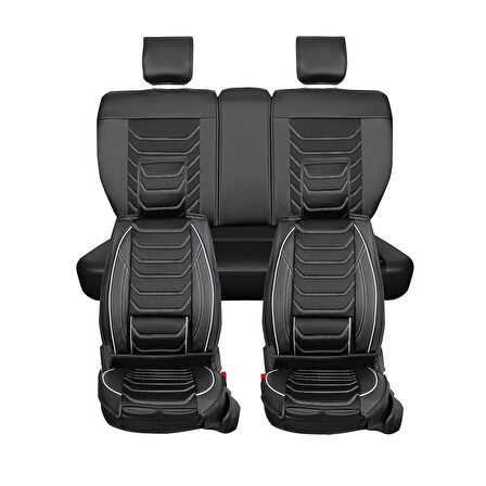 Dacia Duster 2010-2013 Uyumlu Lüx Deri Oto Koltuk Kılıfı Ön Arka Takım Eagle Siyah Beyaz