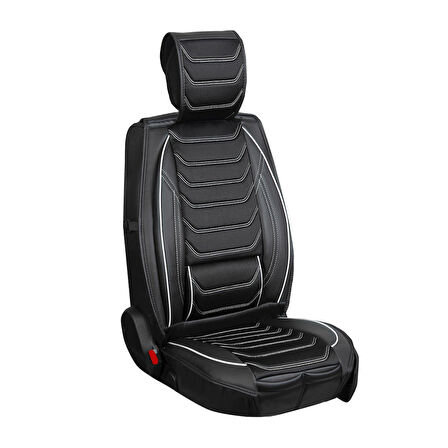 Hyundai Getz Uyumlu Lüx Deri Oto Koltuk Kılıfı Ön Arka Takım Eagle Siyah Beyaz