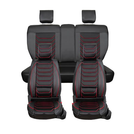BMW 3 Serisi 325xi Uyumlu Lüx Deri Oto Koltuk Kılıfı Ön Arka Takım Eagle Siyah Kırmızı