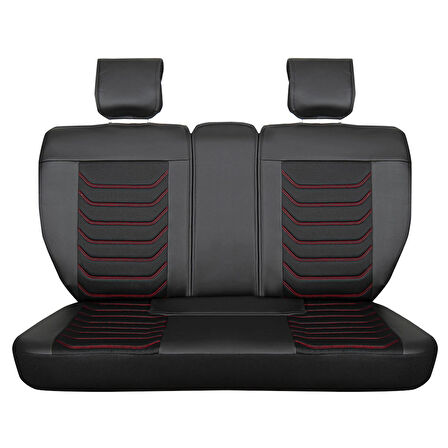 Seat İbiza Uyumlu Lüx Deri Oto Koltuk Kılıfı Ön Arka Takım Eagle Siyah Kırmızı
