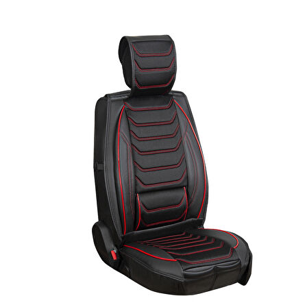 Seat İbiza Uyumlu Lüx Deri Oto Koltuk Kılıfı Ön Arka Takım Eagle Siyah Kırmızı