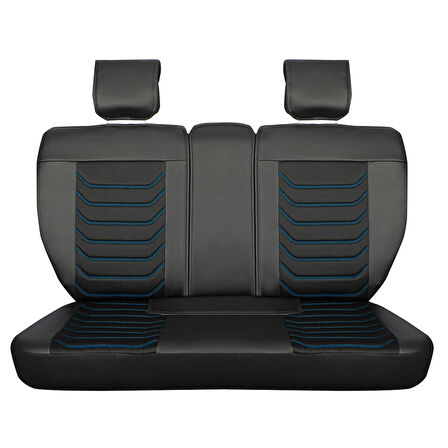 Renault Clio 2 Sedan Uyumlu Lüx Deri Oto Koltuk Kılıfı Ön Arka Takım Eagle Siyah Mavi