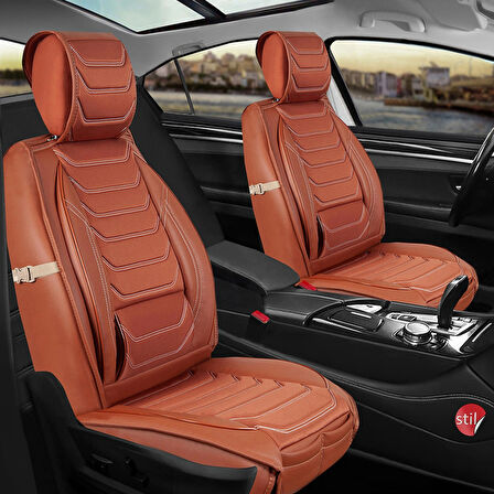 Renault Megane 2 Sedan 2002-2006 Uyumlu Lüx Deri Oto Koltuk Kılıfı Ön Arka Takım Eagle Tarçın