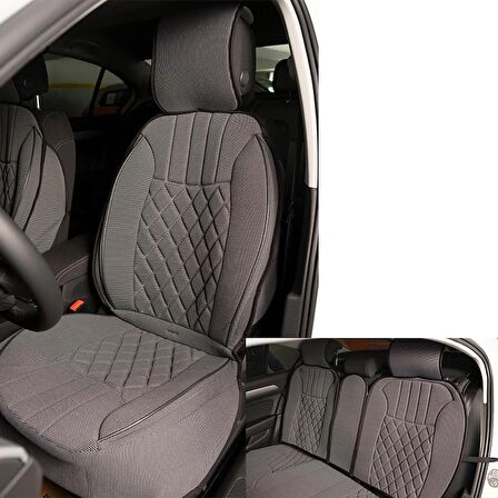 Peugeot 2008 Lüx Oto Koltuk Minderi Ön Arka 5'li Set ELEGANCE Serisi GRİ