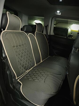 Audi Q7  Lüx Oto Koltuk Minderi Ön Arka 5'li Set ELEGANCE Serisi KOYU BEJ - BEJ